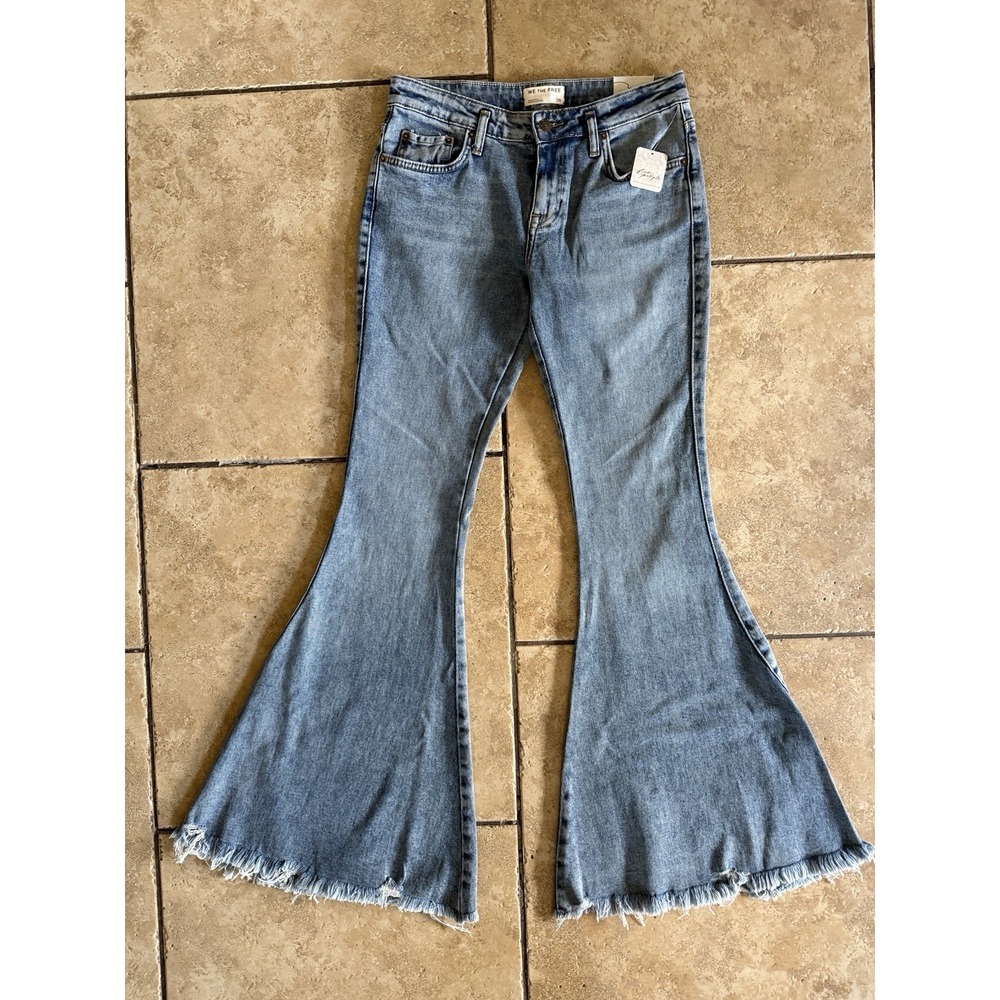 We The Free People Emre Low Rise Flare Jeans Poppy Blue NWT Women's Size 29